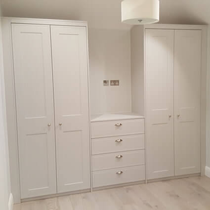  Two Double Wardrobes and Chest in Matt Dave Grey and Tullymore door style.