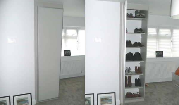 Matching Hinged Door Shoe Cupboard (Showing Door Closed and Open) 